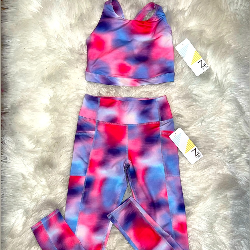 ZELLA Girl 7/8 and 8/10 set- sports bra and legging EUC